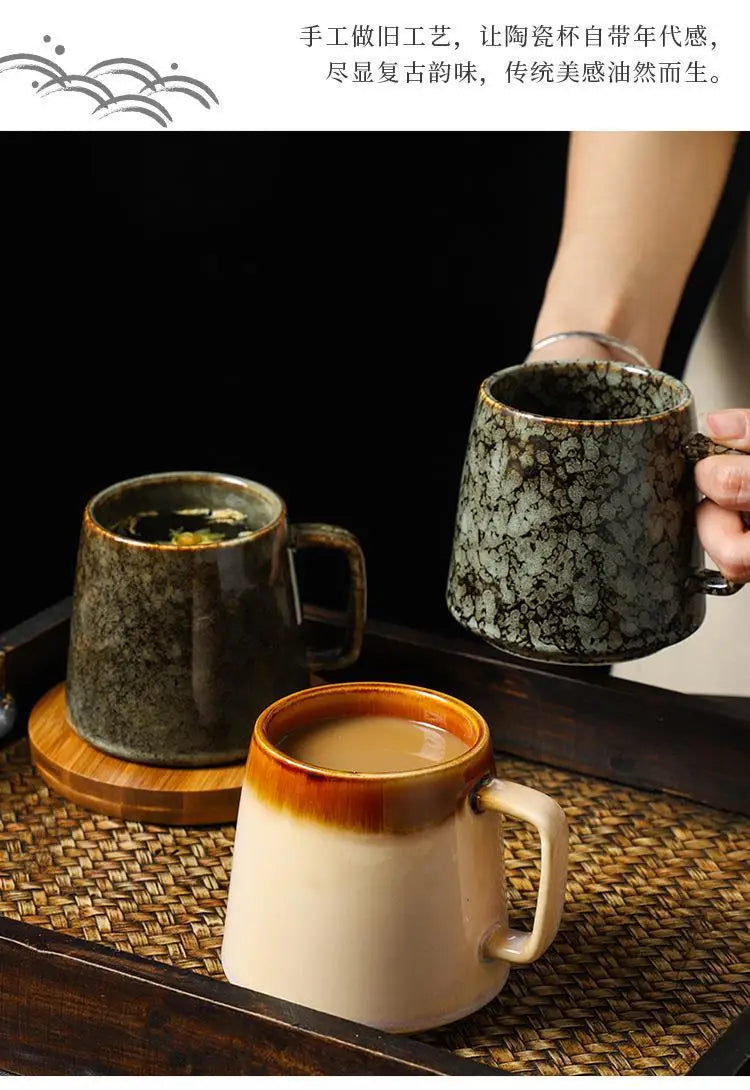 Vintage Ceramic Mug | High-Capacity Coffee and Tea Cup