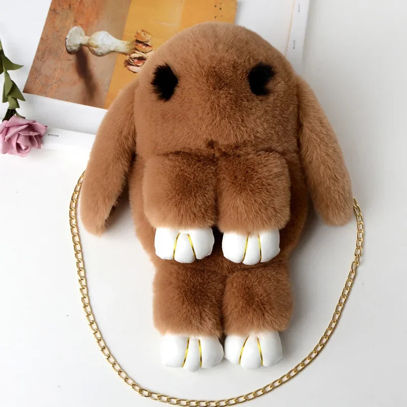 Bonito bolso bandolera de conejo de peluche | Encantador diseño cruzado
