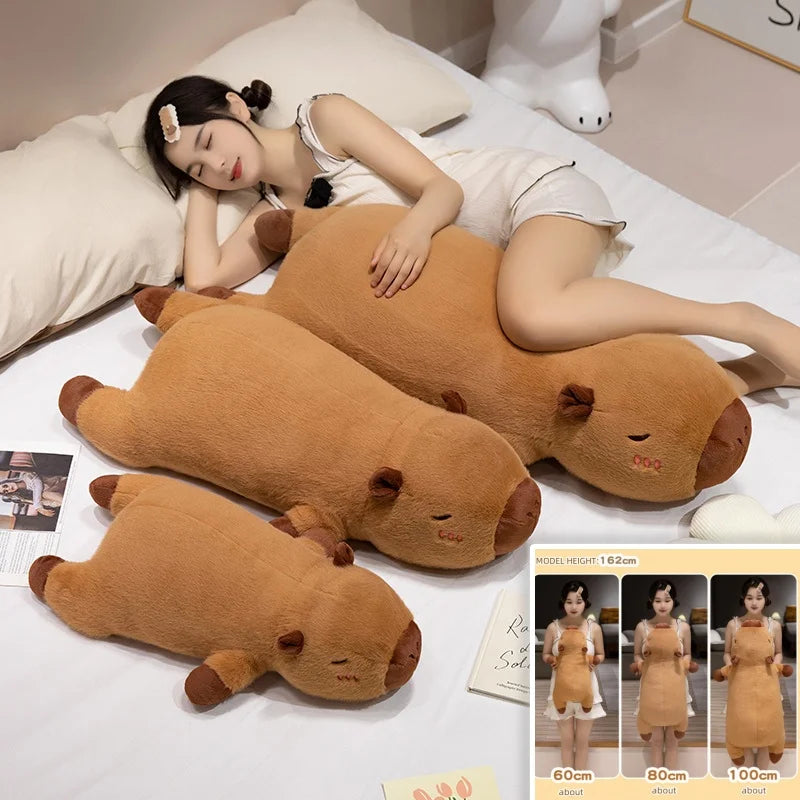 Long Capybara Cartoon Pillow | Comfortable Plush Cushion for Rest