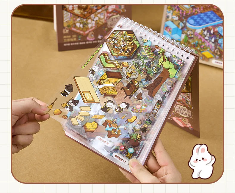 3D Miniature Scene Sticker Book for DIY Crafting & Scrapbooking