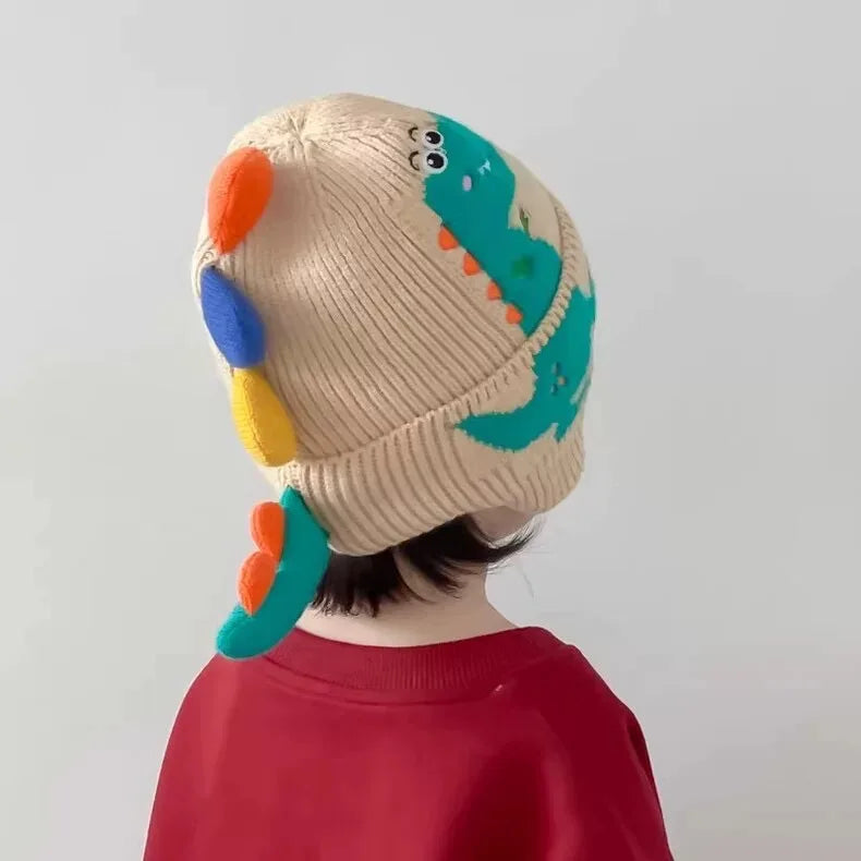 Kids Dinosaur Knitted Beanie Hat | Funny Warm Winter Cap