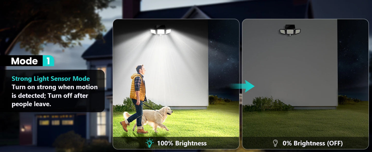 3-Head Solar Outdoor Light with Motion Sensor & Remote Control