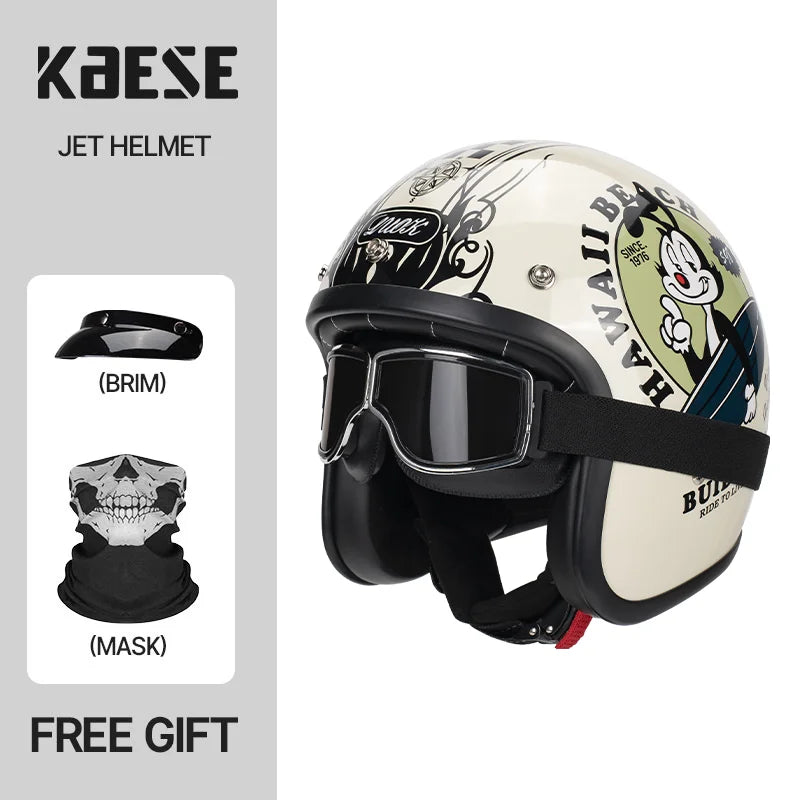 DOT Approved Vintage Motorcycle Helmet | Open Face Riding Gear