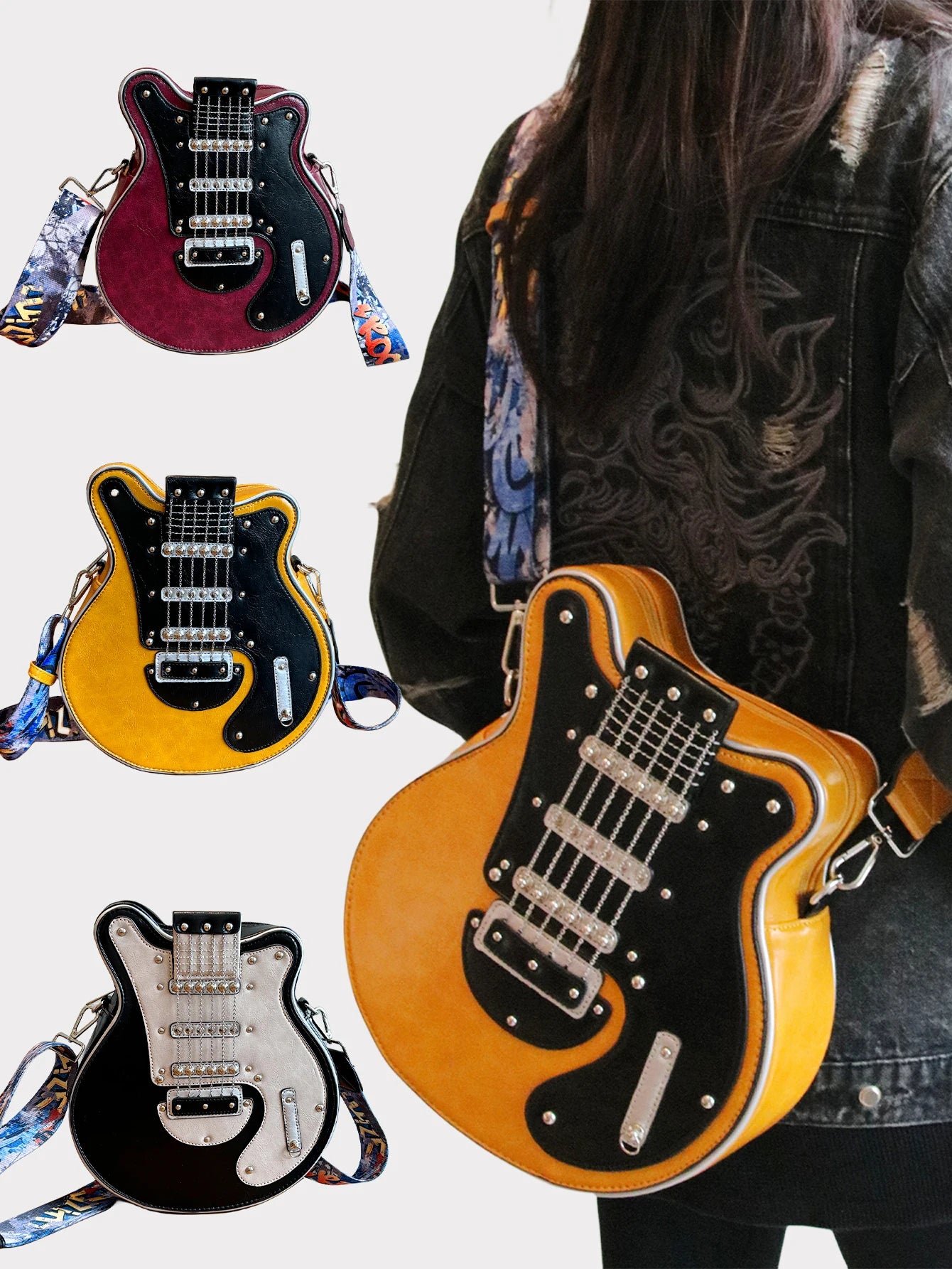 Creative Retro Guitar Shape Bag | Stylish Messenger Shoulder Bag