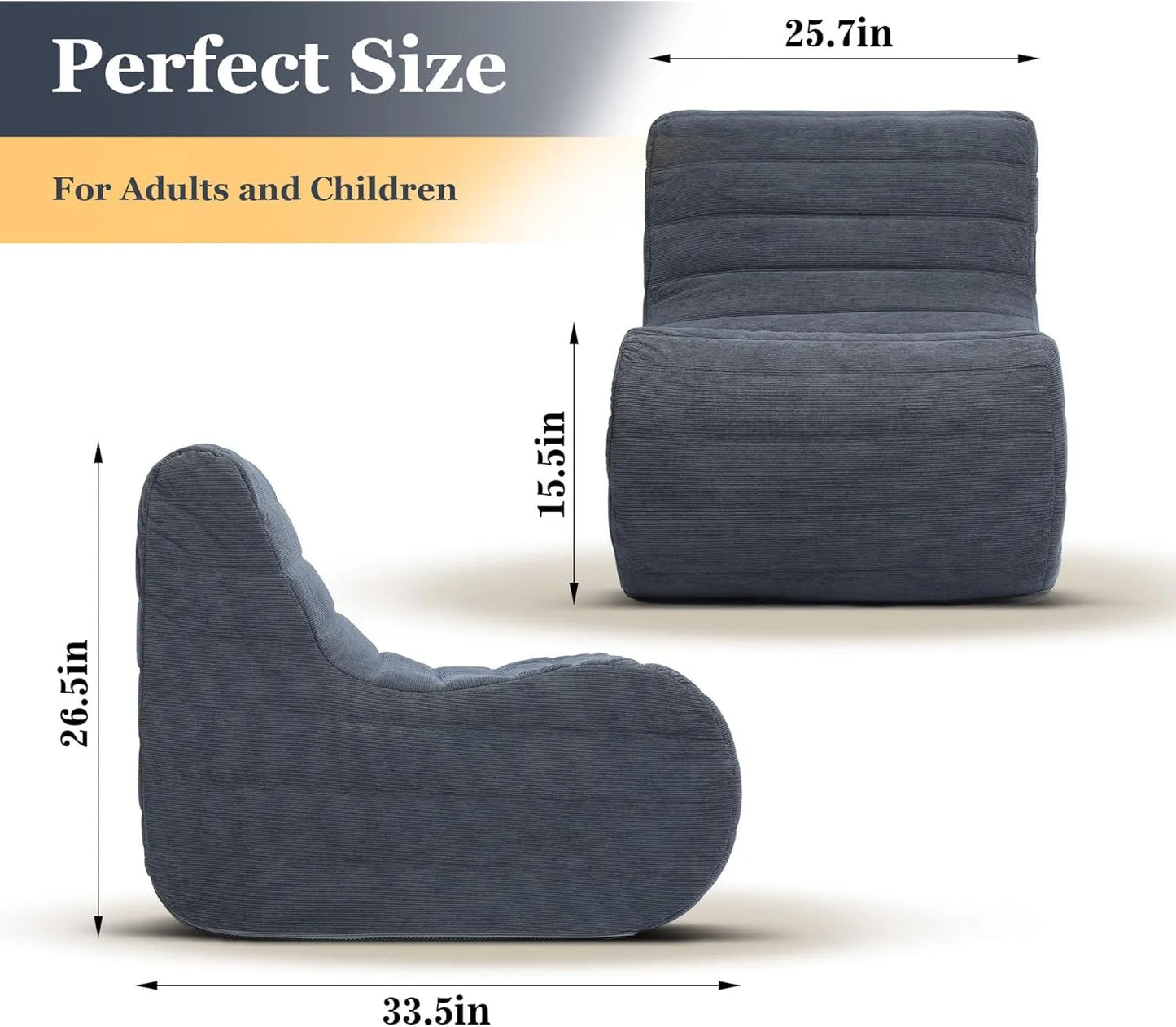 Cozy Gray Bean Bag Chair | Memory Foam Lounger for Ultimate Comfort