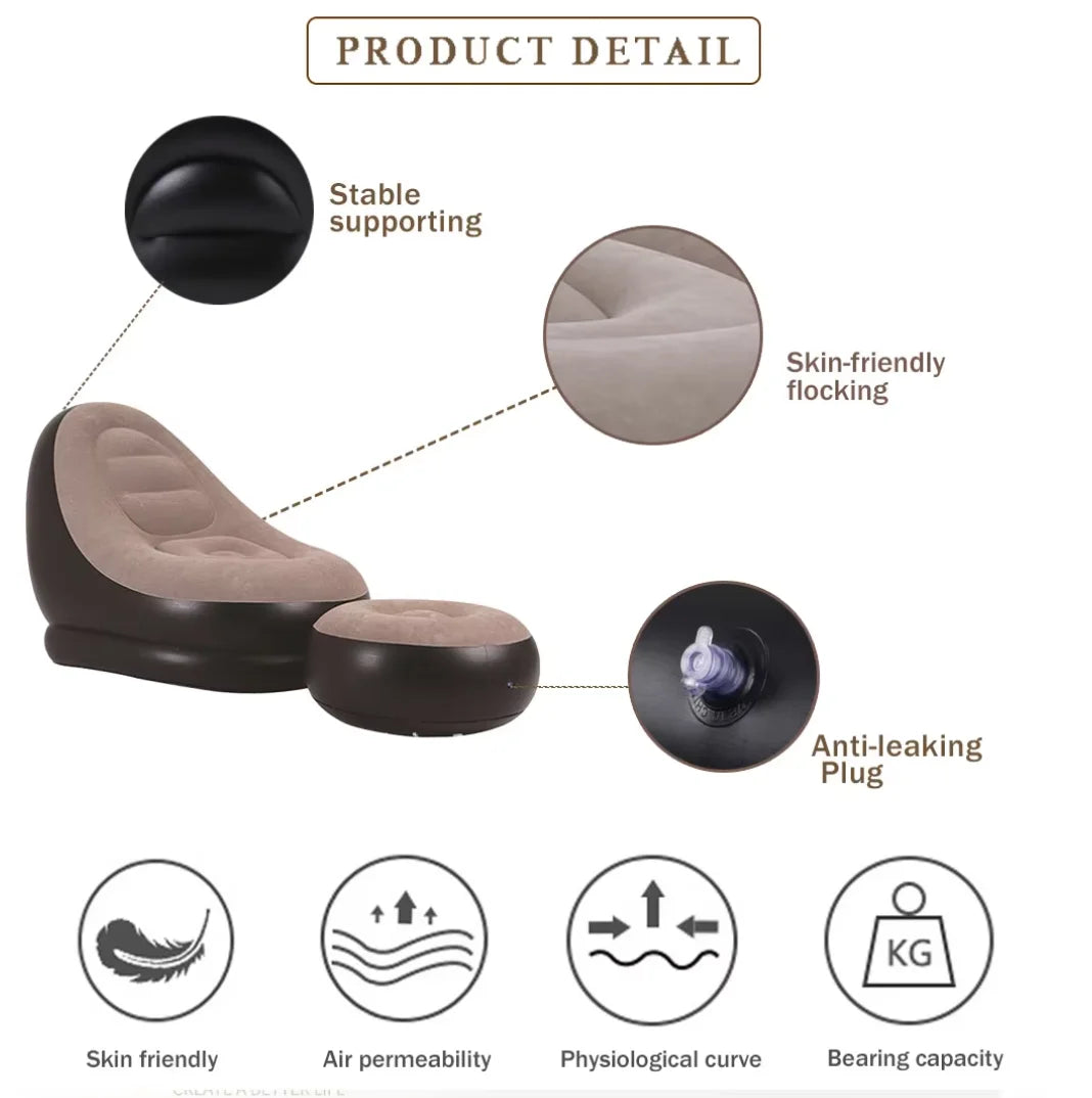 Sofá hinchable tipo puf | Máximo confort al aire libre