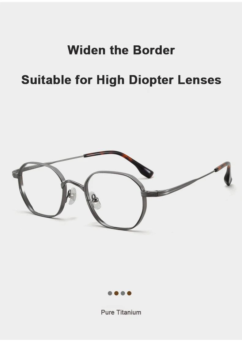 Luxury Retro Polygon Eyeglasses | Ultra-Light Pure Titanium Frames