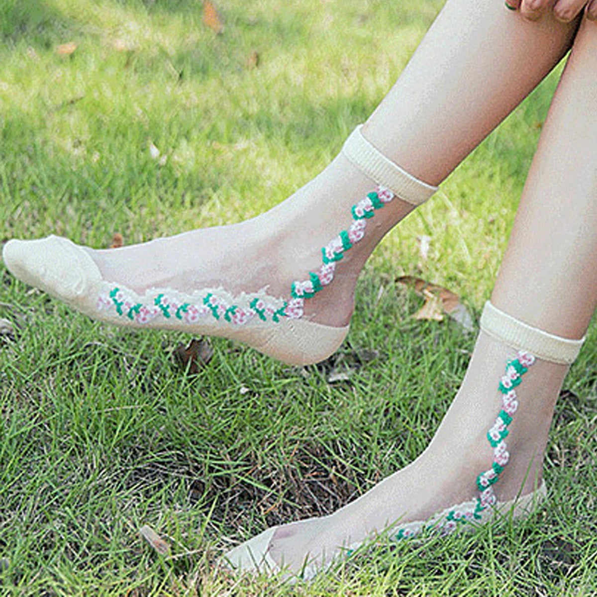 Women's Lace Socks | Stylish Thin Transparent Ankle Socks
