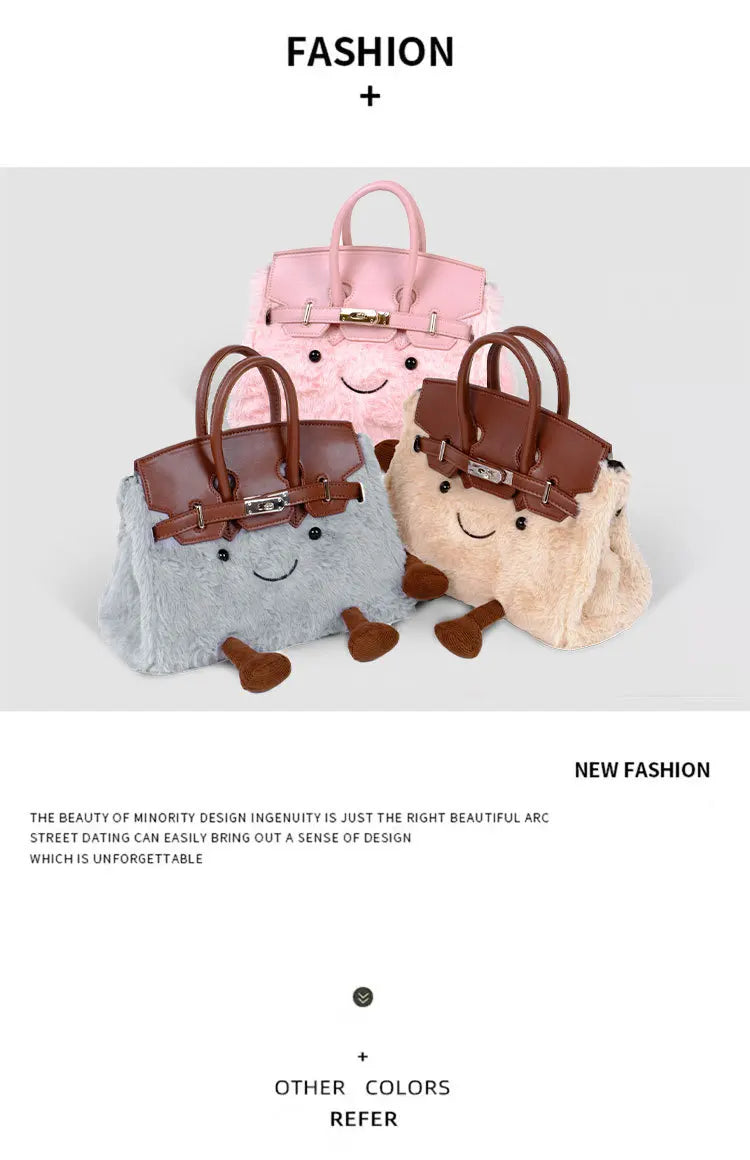 Cute Plush Messenger Bag | Cartoon Fashion Handbag for All