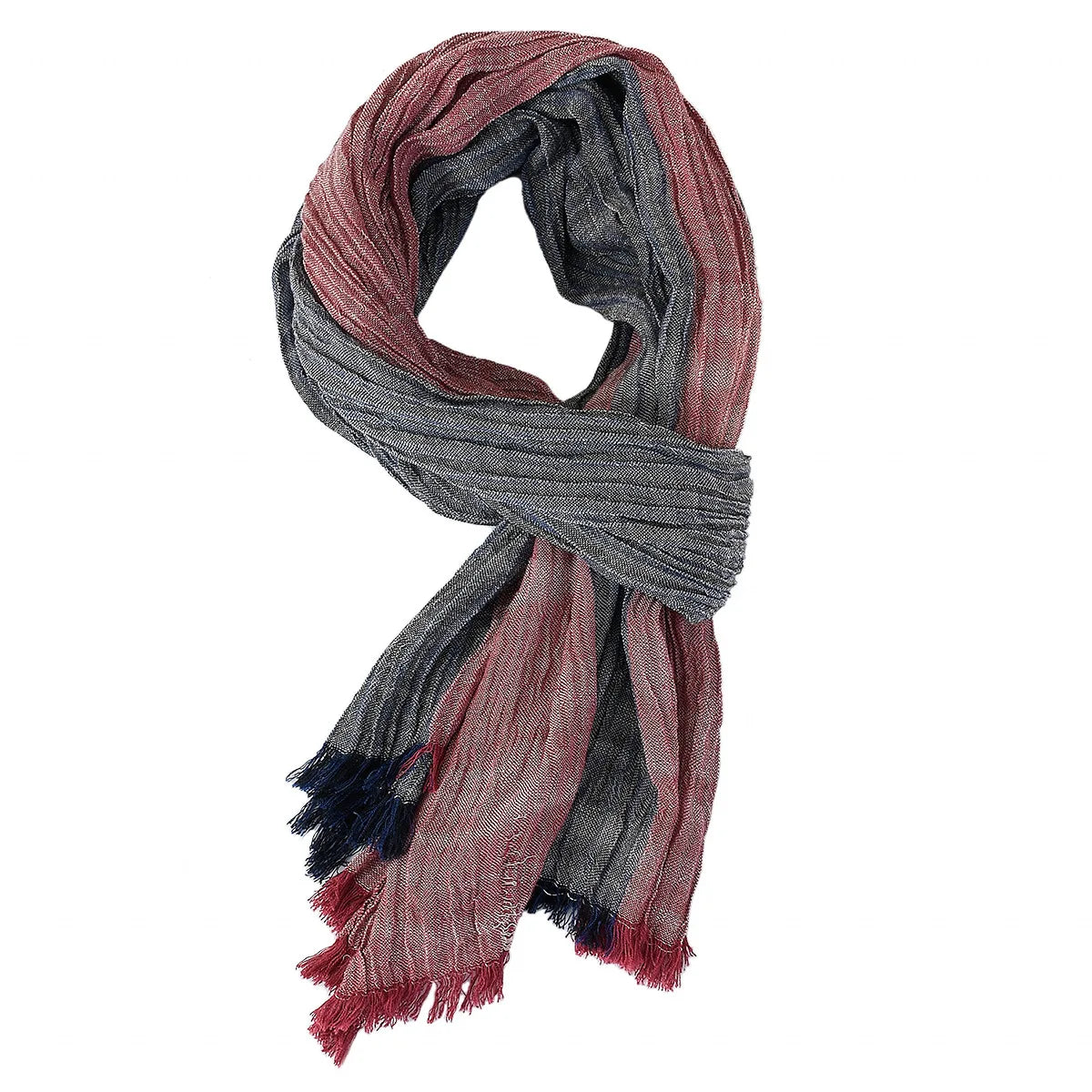 Fashionable Men's Cotton Linen Scarf | Warm Striped Neckerchief