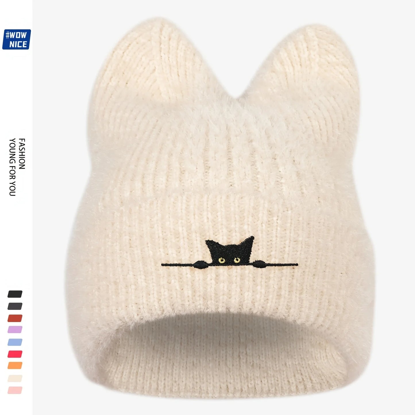 Cat Ears Knitted Hat | Warm Woolen Beanie for Cute Winter Style