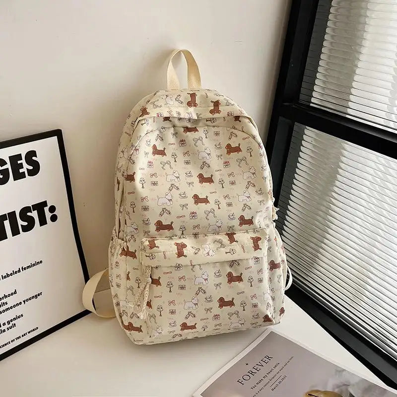 Cute Dachshund Print College Backpack | Stylish and Spacious Design