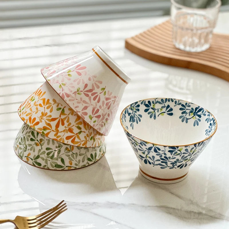 Ceramic Hat-shaped Bowl Gift Set | Elegant Floral Dinnerware