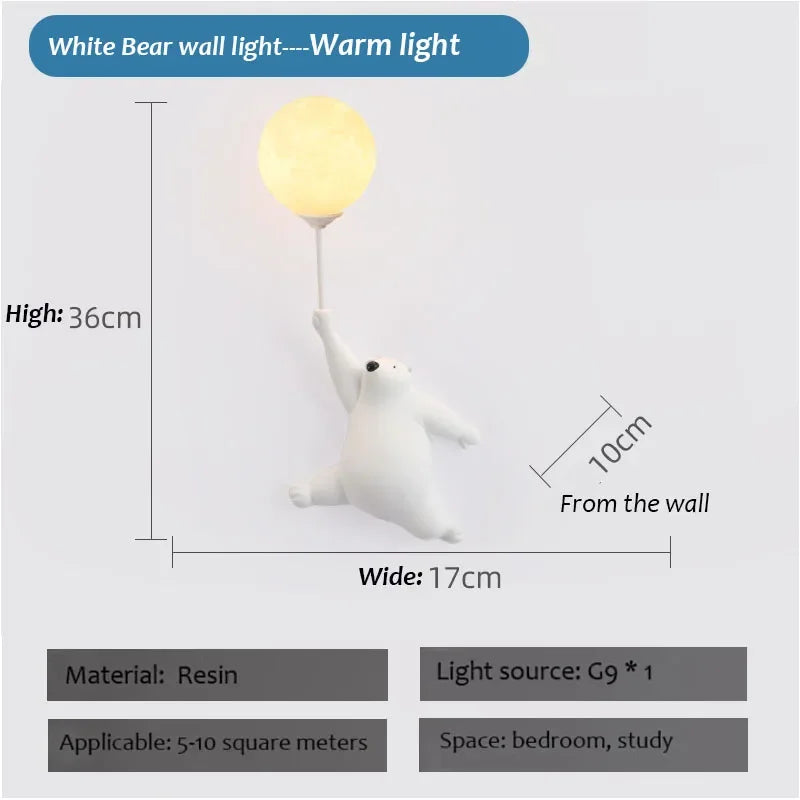 Cartoon Polar Bear LED Sconce Light | Fun Bedroom Decor