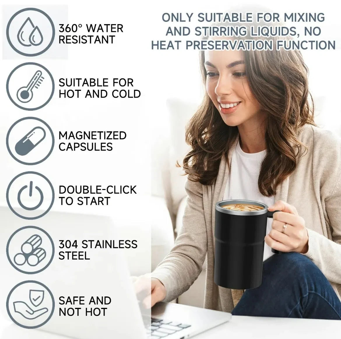 380ML Mini Electric Self Mixing Mug | Waterproof & Rechargeable