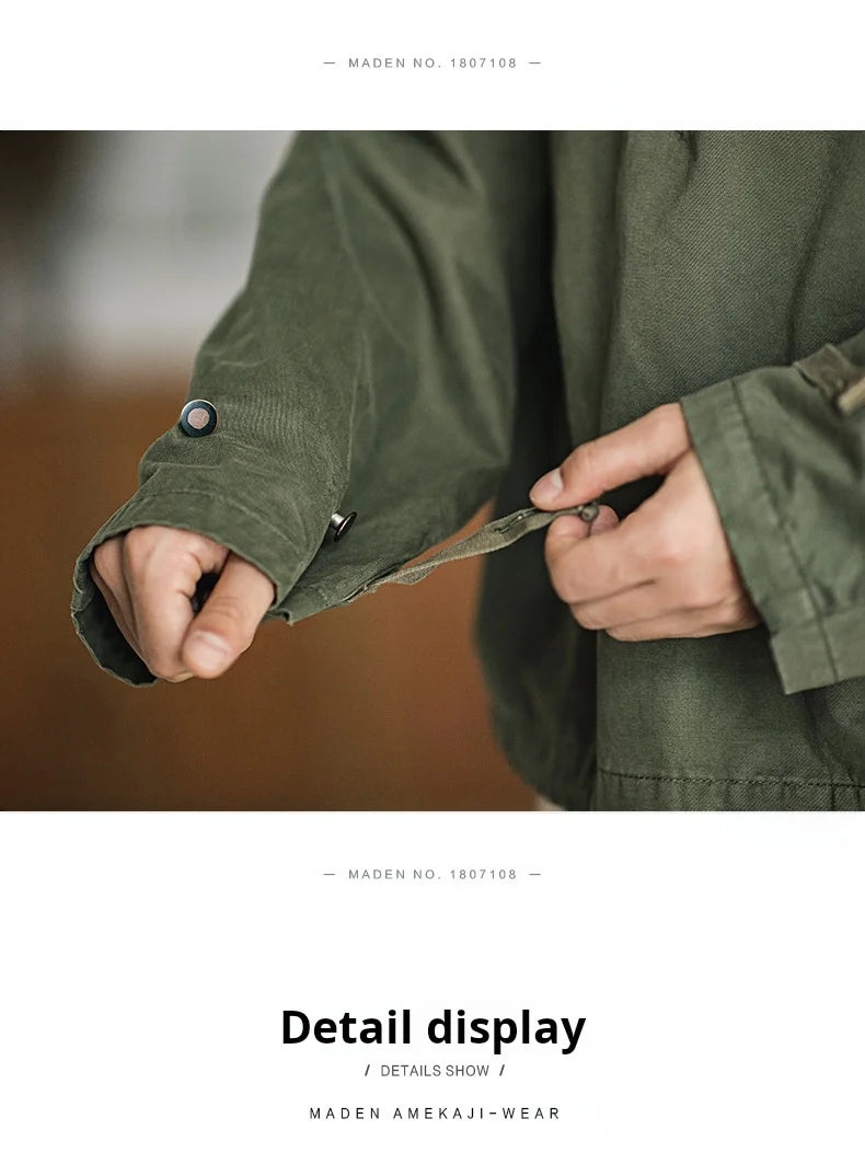 Men's Retro Green Hooded Sweatshirt | Stylish Adjustable Windbreaker