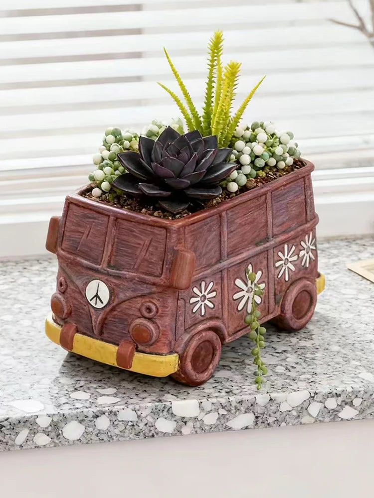 Creative Bus Car Flowerpot | Unique Home Garden Decor