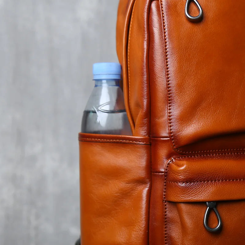 Vintage Leather Backpack for Men | Retro Casual Cowhide Design