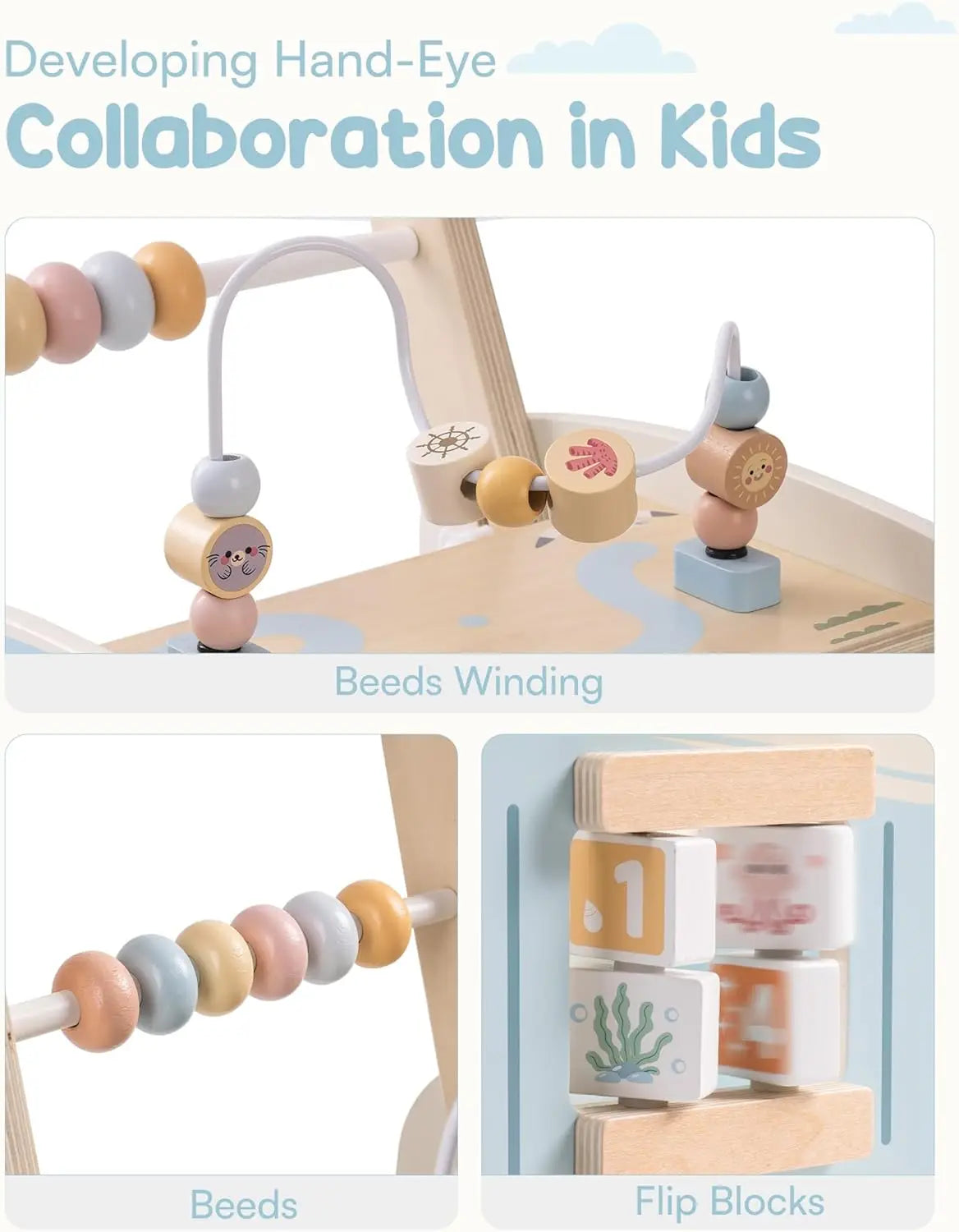 Multifunctional Wooden Baby Walker | Engaging Activity Push Toy