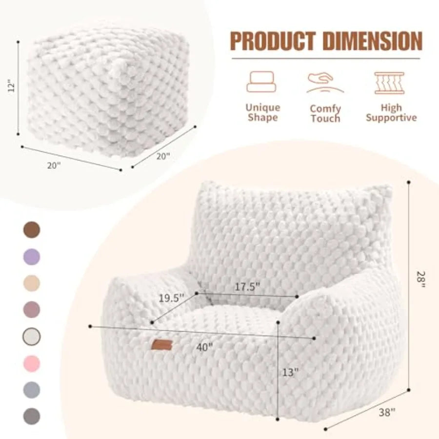 Comfy Giant Bean Bag Chair with Ottoman for Ultimate Relaxation