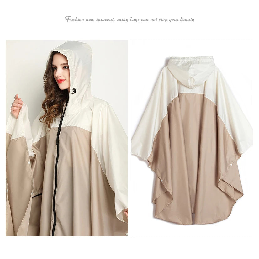 Plus-Size Lightweight Color-Blocked Raincoat | Ideal for Outdoors