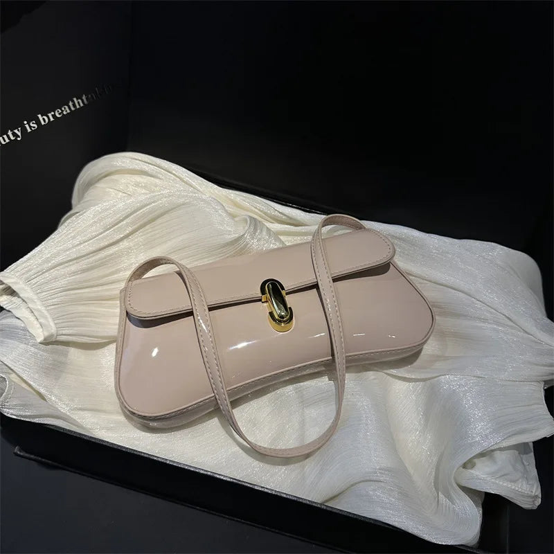 Stylish Shiny PU Leather Handbag | Versatile Women's Tote Bag