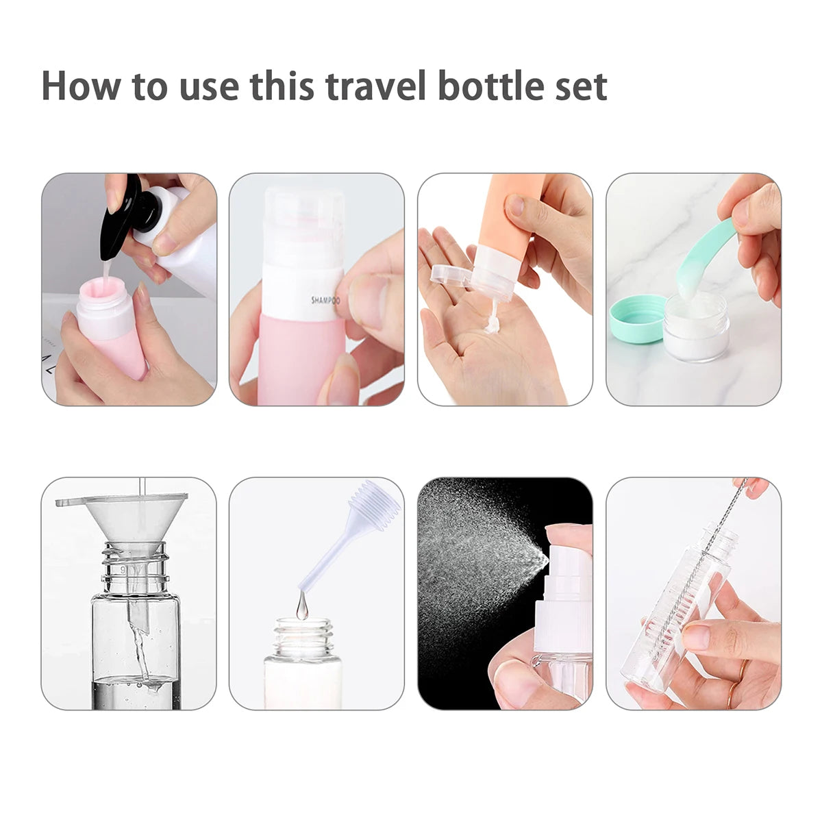 4 Piece Travel Bottle Set | Leak-Proof BPA Free Toiletry Containers