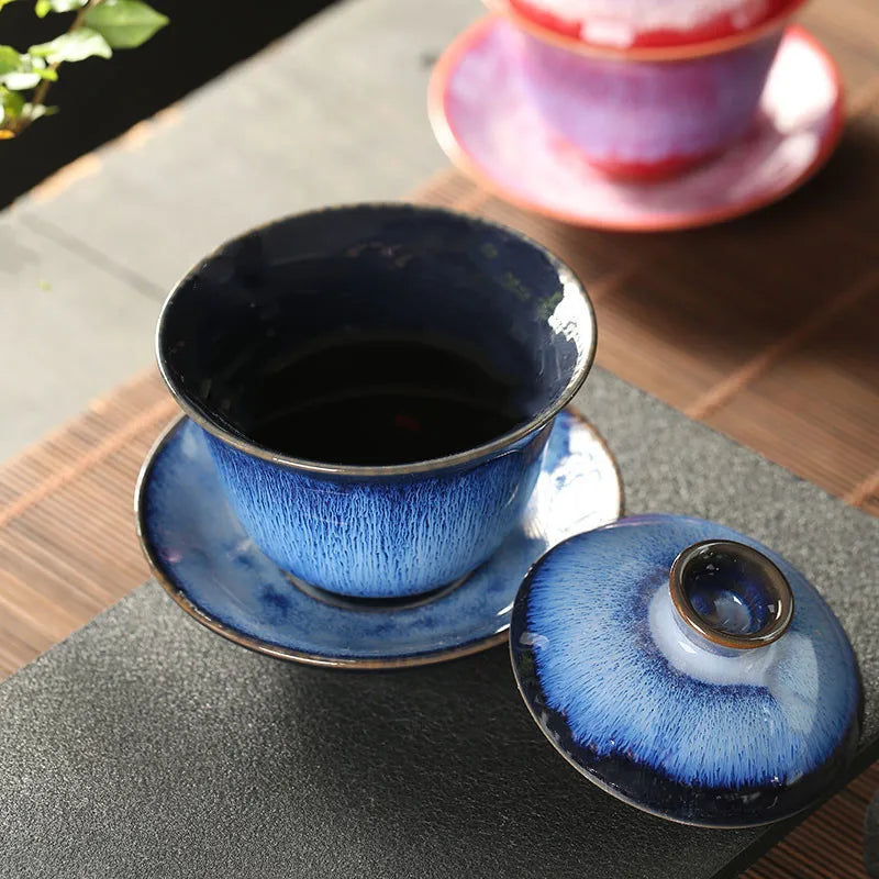 Elegante Juego de Té Kungfu Gaiwan de Cerámica Vintage | Perfecto para Ceremonia