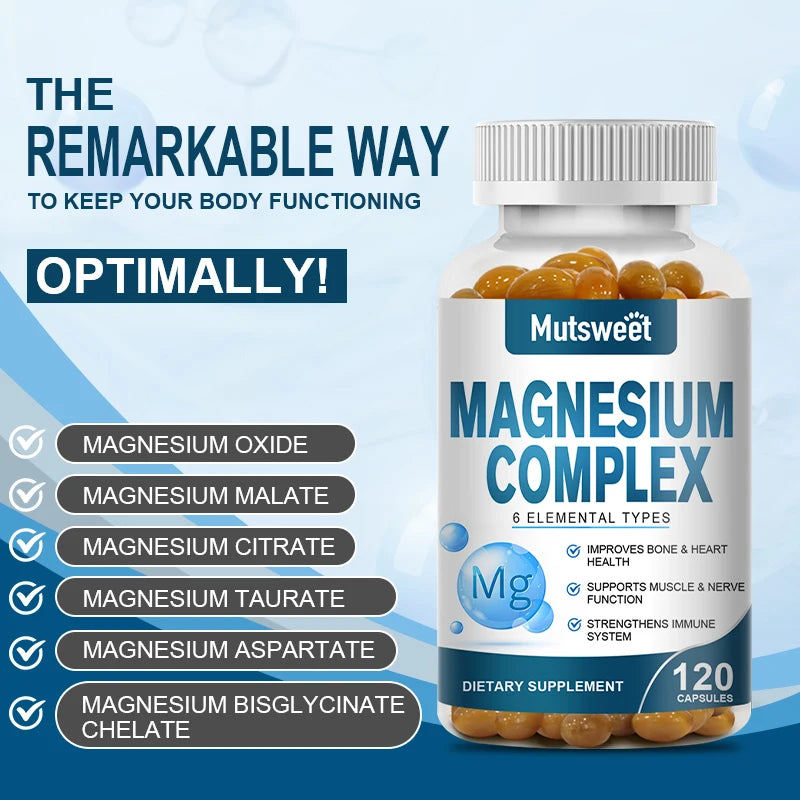 Complex Magnesium Capsule Supplements for Sleep & Muscle Support