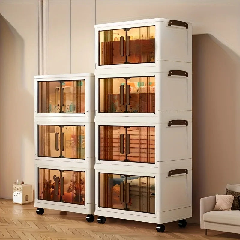4/5-Tier Heavy-Duty Plastic Folding Storage Cabinet | Space-Saving Storage