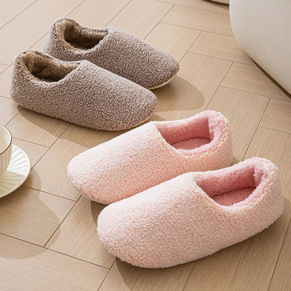 Cozy Women Plush Closed-Back Slippers | Warm Comfortable Indoor Shoes