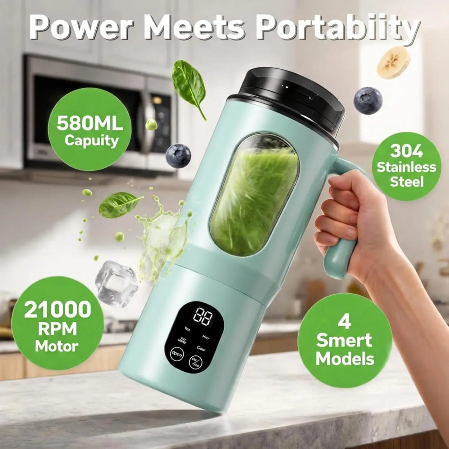 Portable Juice Maker Blender | 580ML Juicer for Smoothies & Shakes