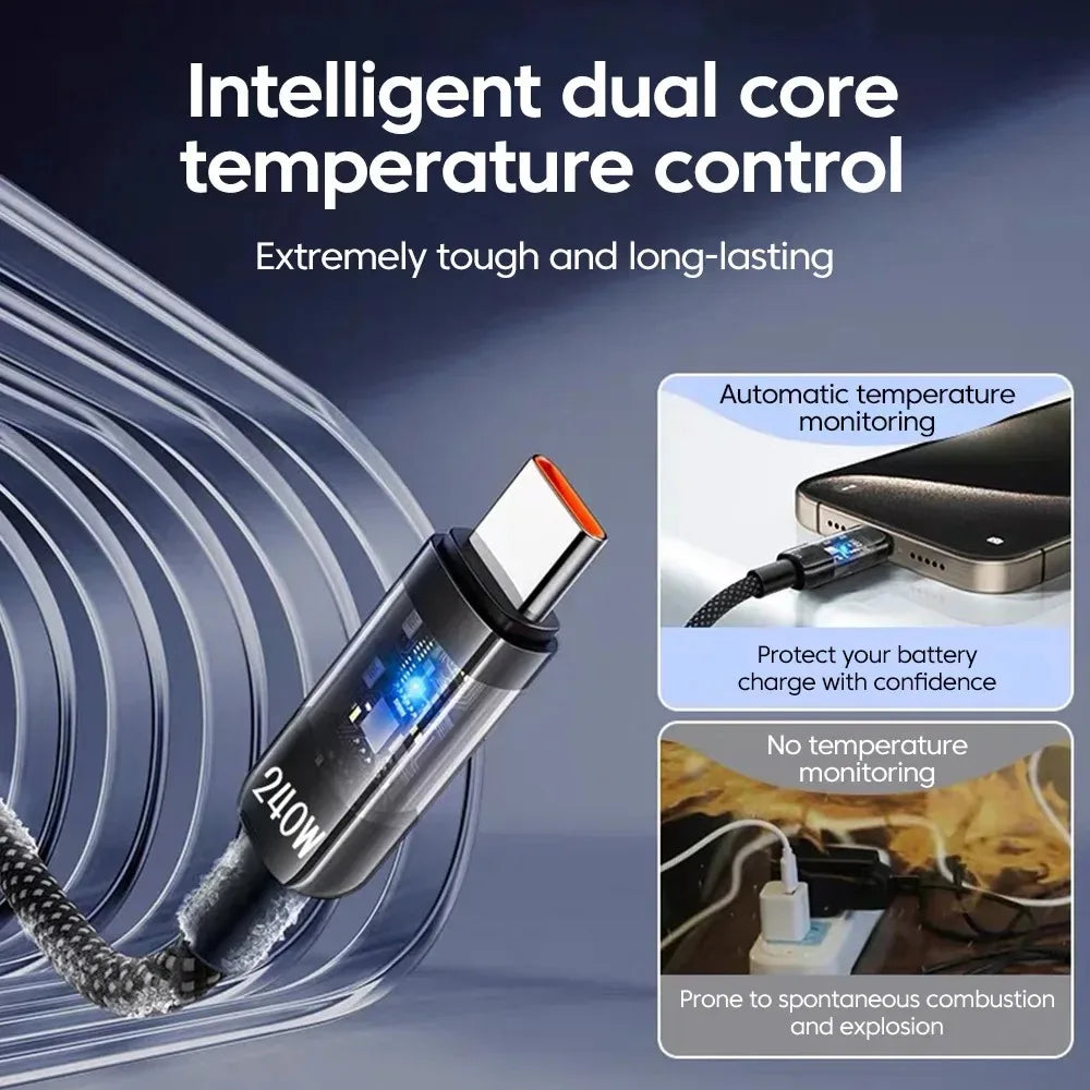240W Fast Charging USB to Type C Data Cable for All Devices
