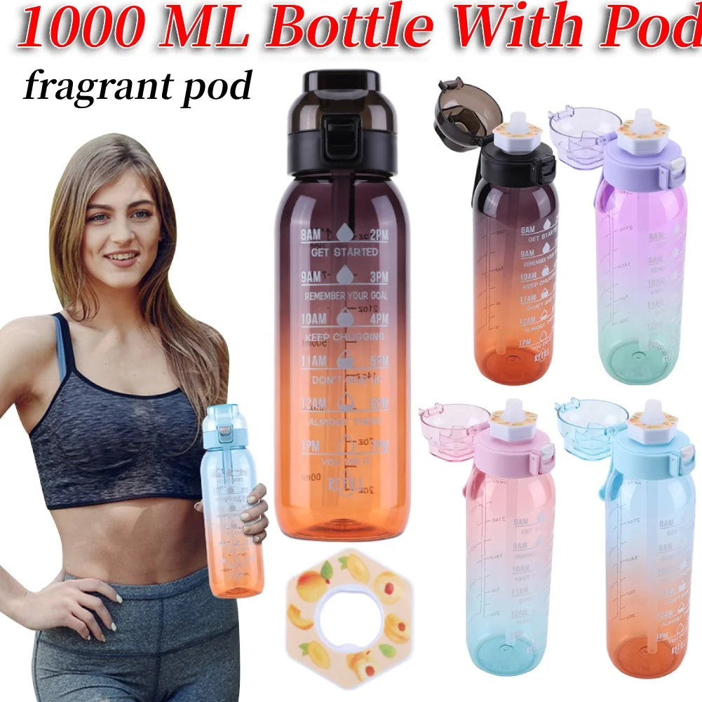 1000ml Air Flavored Water Bottle Scent Up Water Cup Sports Water Bottle For Outdoor Fitness Fashion Water Cup With Flavor Pods