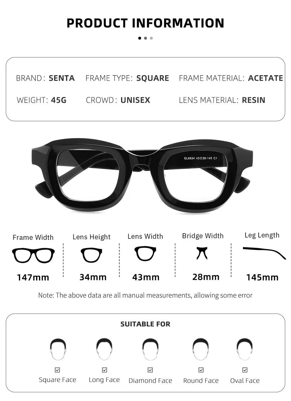 Vintage Luxury Acetate Glasses Frame | Stylish Eyewear for Everyone