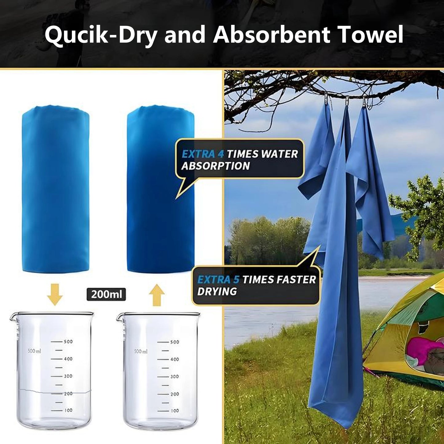 Quick-Drying Microfiber Camping Towel | Super Absorbent Travel Towel