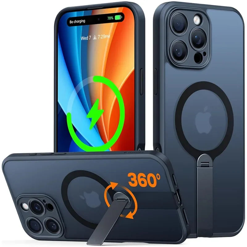 360 Hidden Metal Stand Magnetic Case for iPhone | Ultimate Protection