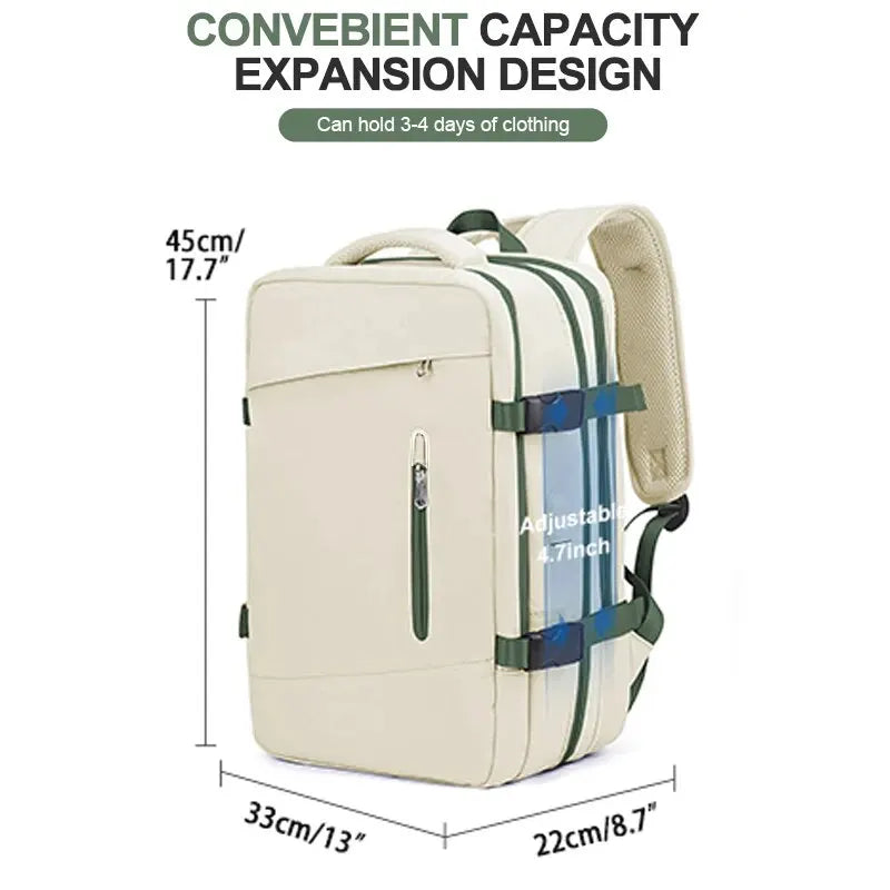 Expandable Women's Travel Backpack | Waterproof Hiking Laptop Bag