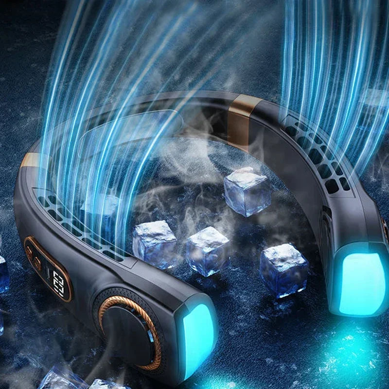 Portable Hands-Free Neck Fan with LED Cooling Plates | USB Rechargeable