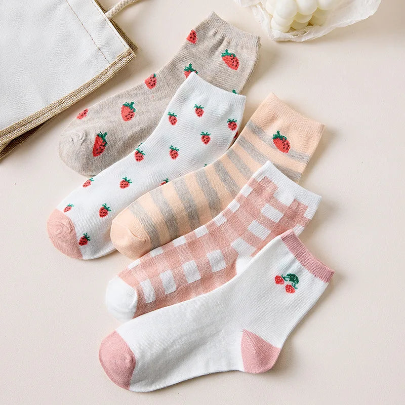 Cute Women Fruit Print Socks Set | Kawaii Casual Accessories