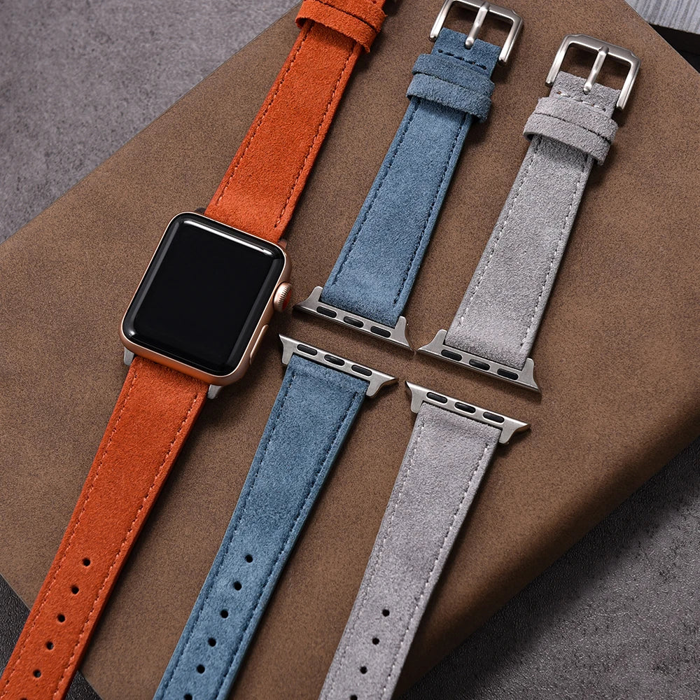Vintage Suede Leather Strap for Smartwatches | Timeless Elegance