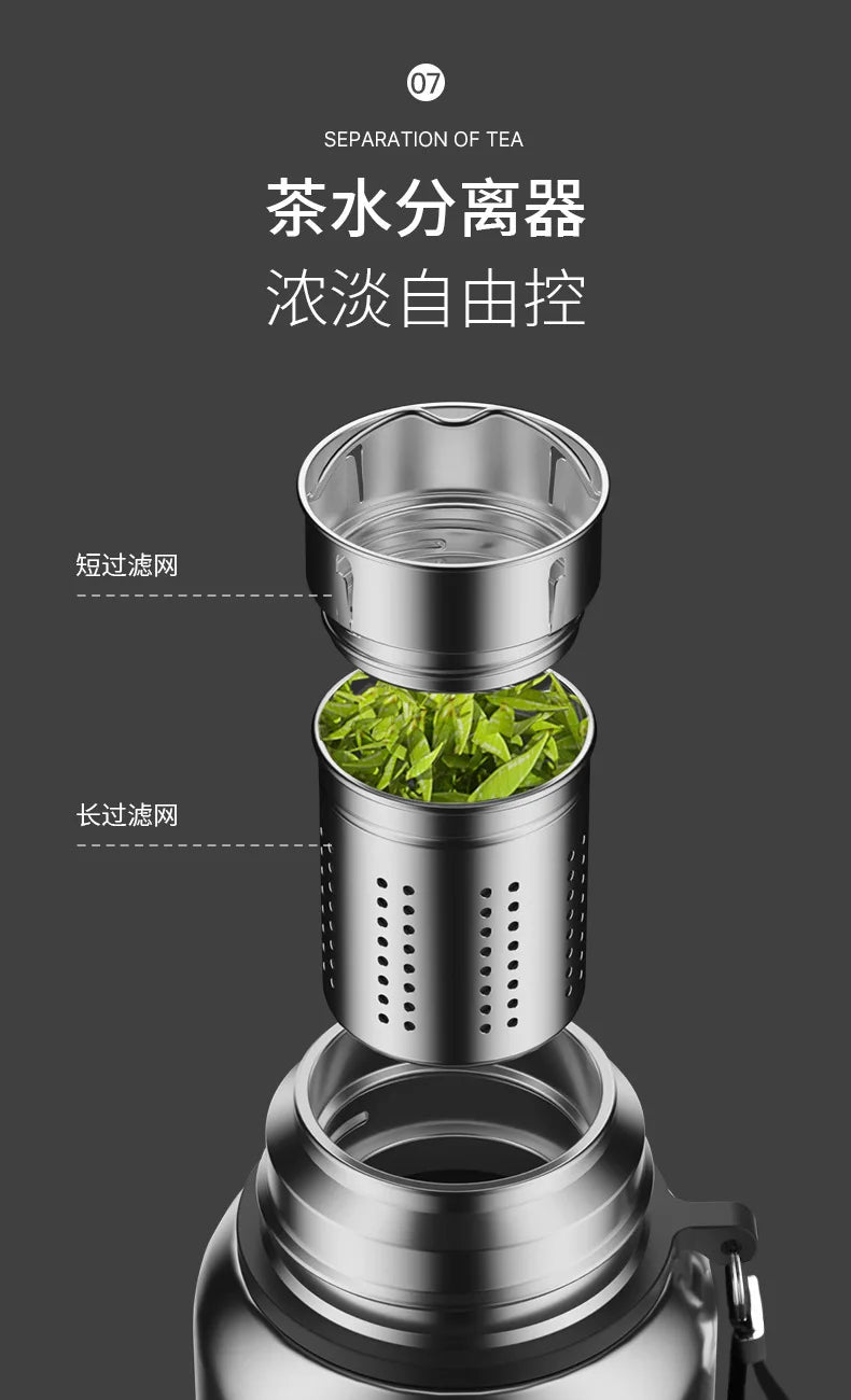 Large Capacity Insulated Stainless Steel Thermos with Temperature Display
