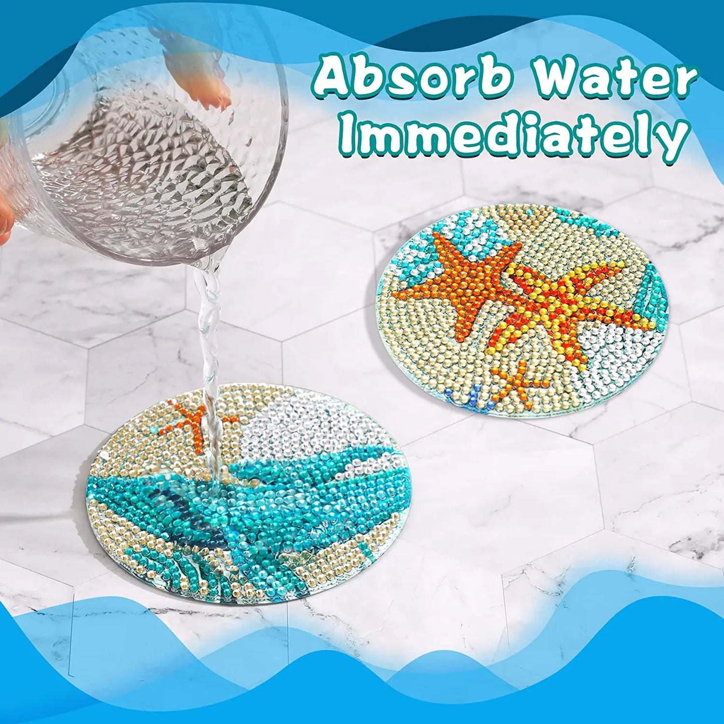 8-Piece DIY Mandala Diamond Painting Coasters | Full Drill Art Set