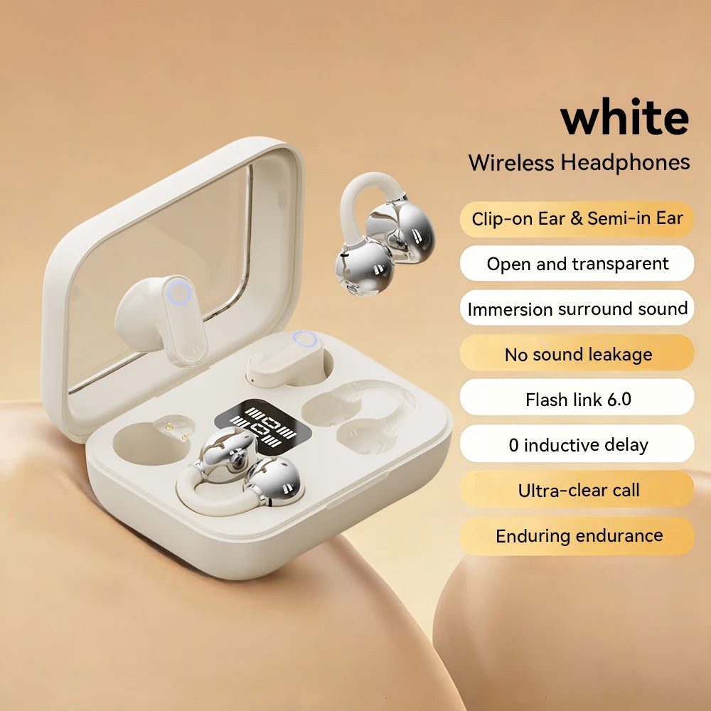 Wireless Earphones Open In-ear Type HIFI Bass 2in1 Bluetooth Headset High-definition Electric Quantity Digital Display Earplugs