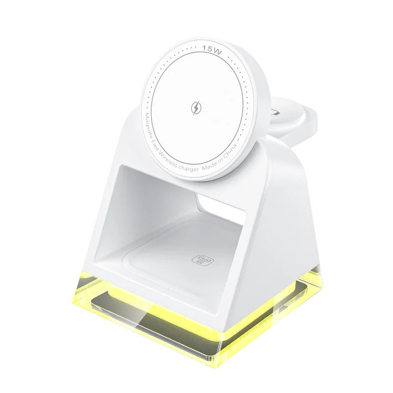 3 In 1 Magnetic Wireless Charger Stand with LED Light