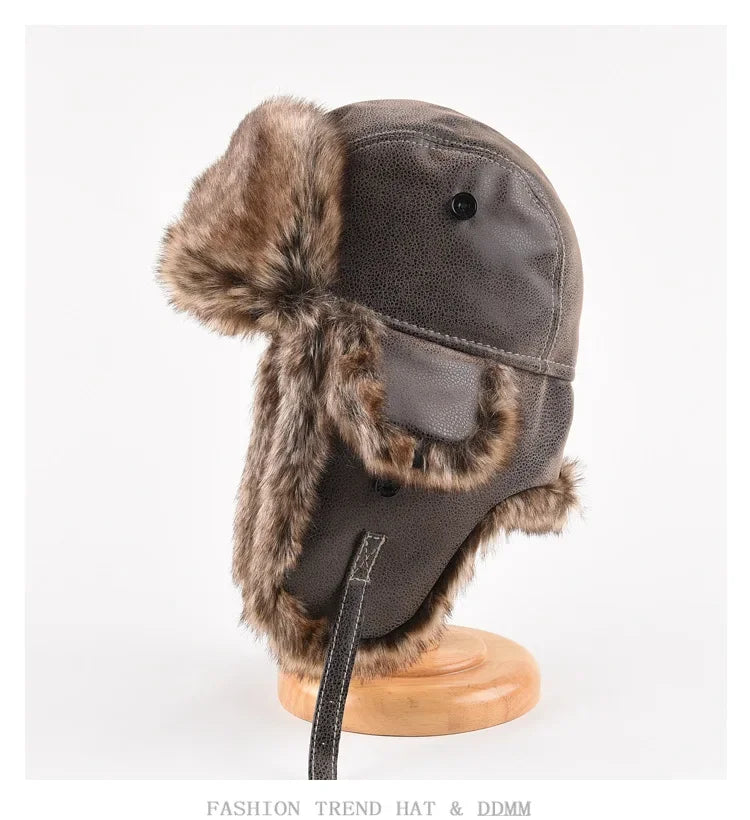 Plus Size Faux Fur Bomber Hat | Winter Windproof Trapper Cap