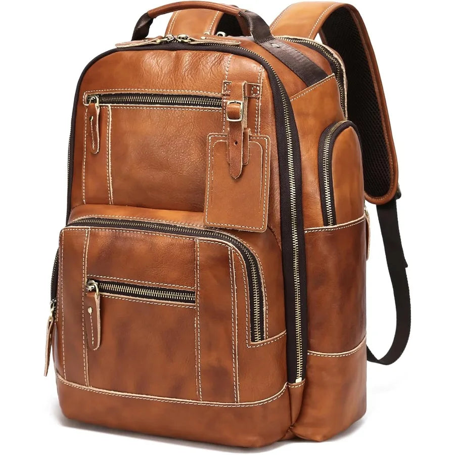 Mochila Vintage de Cuero Genuino | Elegante Mochila para Portátil de 15.6"