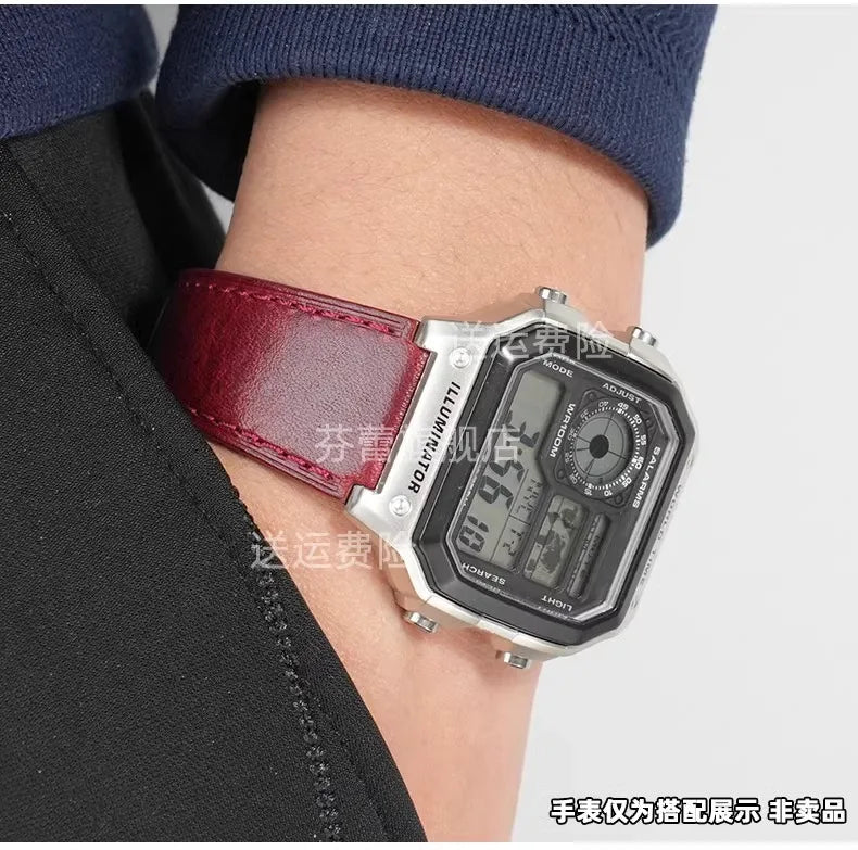 Retro Genuine Leather Watchband | Vintage Men's Bracelet 18MM
