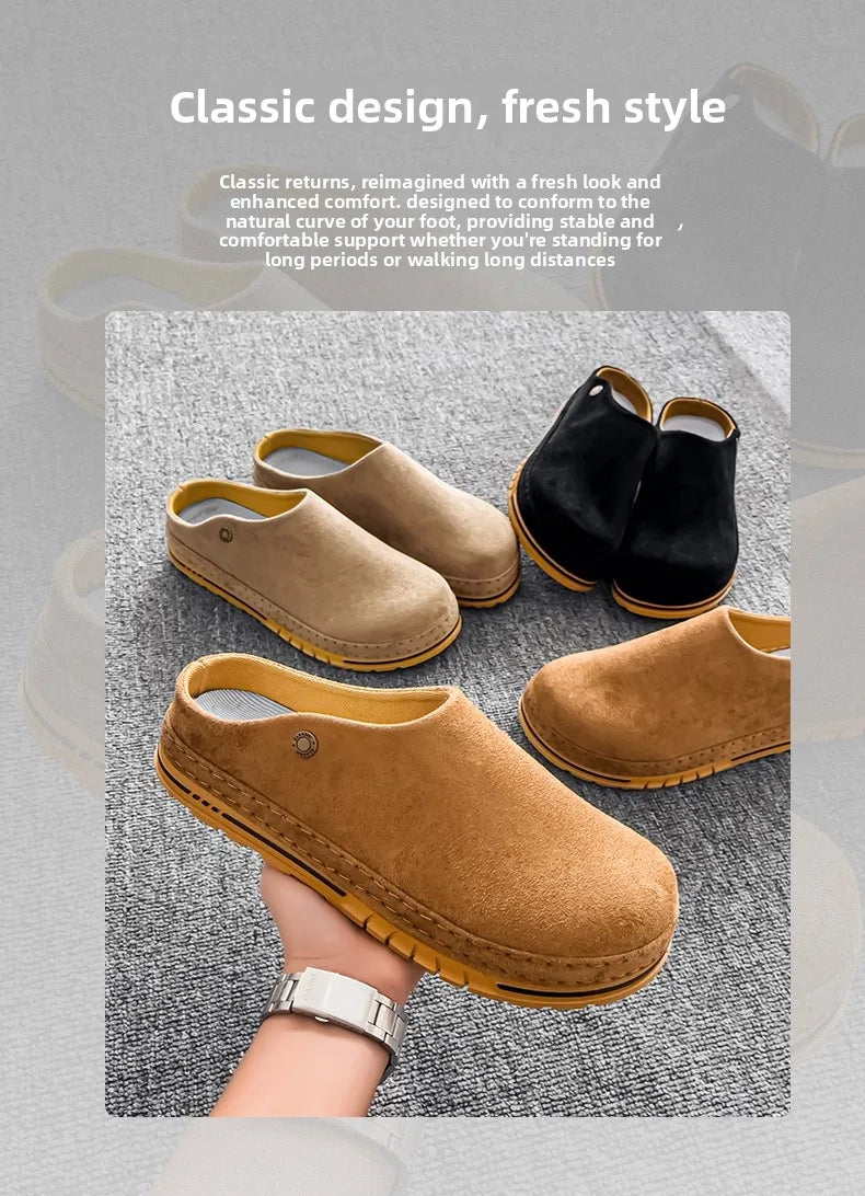 Men's Wide Toe Box Mules | Comfy Slip-On Loafers for Daily Use