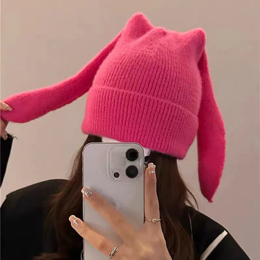 Women's Cute Bear Plush Knitted Hat | Winter Earflap Beanie